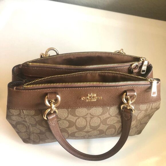 COACH Mini Brooke CarryAll Bag Signature Coated Canvas Leather Brown MSRP $385 - Picture 8 of 15